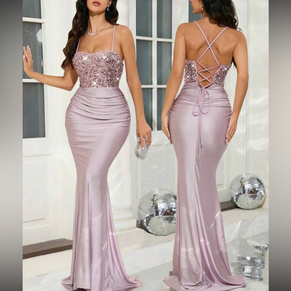 Elegant Dusty Pink Evening Gown